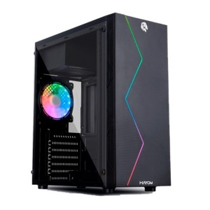 GABINETE HAYOM GAMER LAT DIR ACRILICO LED RGB FRONTAL GB1705