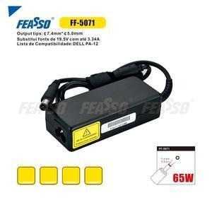 FONTE FF-5071 P/ NOTEBOOK DELL 65W 19.5V 3.34A PLUG7,4X5,0 FEASSO