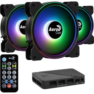 KIT 3 COOLER C/HUB AEROCOOL SATURN 12 ARGB PRO C/CONTROLE