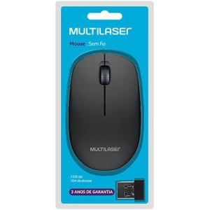 MOUSE SEM FIO 2.4 GHZ 1200 DPI PRETO USB MULTILASER MO251